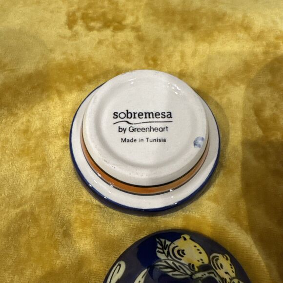 Le Souk Ceramique Ceramic Tunisia Mini Tagine And Oblong Dish Blue With Lemons - Picture 4 of 5
